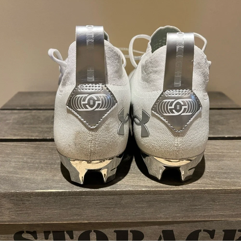 Under Armour Spotlight Lux MC Football Cleat White/Silver 3023959 101 Sz 16 NWOB - Picture 4 of 7